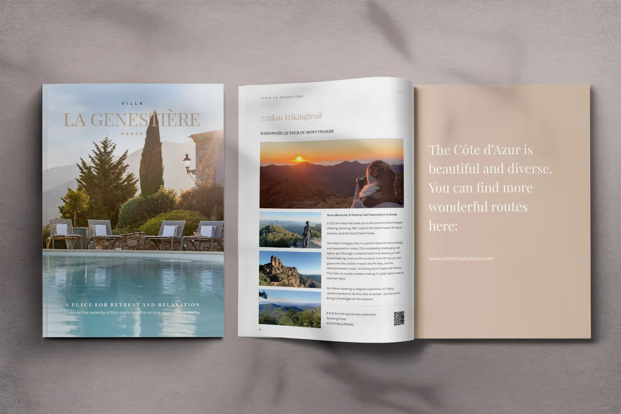 Open guest magazine with travel tips for the Côte d’Azur