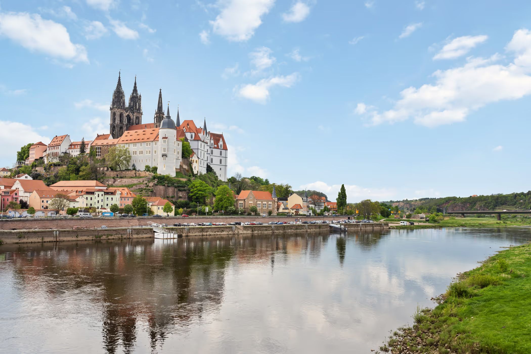 View of Albrechtsburg castle on the Elbe