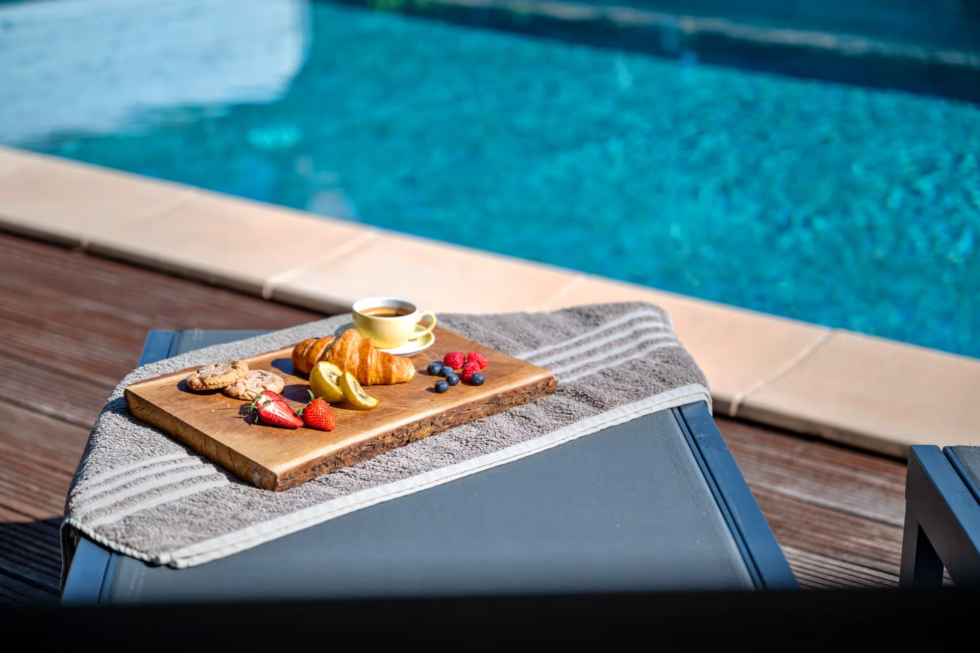 Breakfast tray by the pool